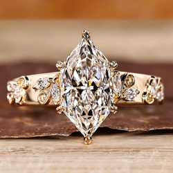 14k Gold Dutch Marquise Lab Diamond Solitaire Ring