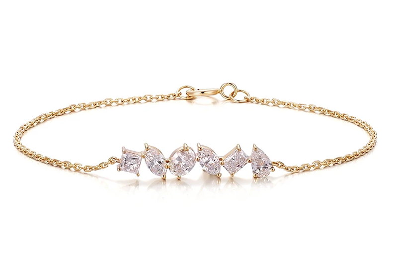 14k Gold Minimalist Multi-Shape Lab Diamond Bracelet