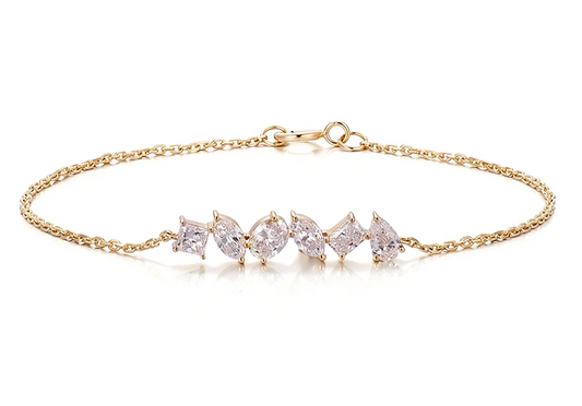 14k Gold Minimalist Multi-Shape Lab Diamond Bracelet