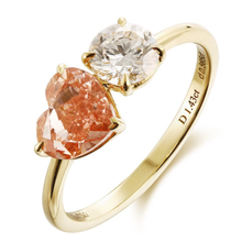 Pink and White Moi et Toi 14K Yellow Gold Lab Diamond Ring